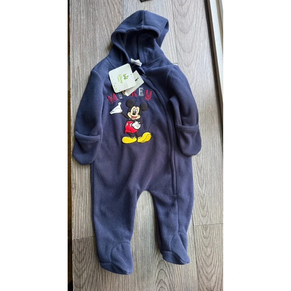 Disney Baby Mickey Mouse Navy Blue Fleece Hooded Pram Suit 3-6M 01135L